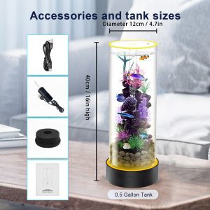 desktop small fish tank | maintenance free, year round pure water 12*20cm