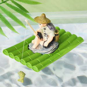 aquarium resin raft and fisherman ornament kit fish tank decoration