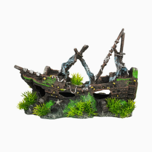 aquarium decoration house, fish tank hideaway landscape, sunken ship shelter, reptiles fish and shrimps fairy garden cave decor