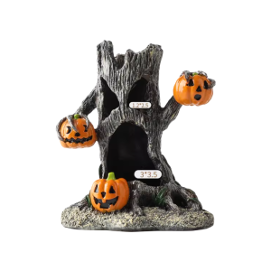 aquarium decoration house, fish tank hideaway landscape, pumpkin ghost tree lamp shelter, reptiles fish and shrimps fairy garden cave decor